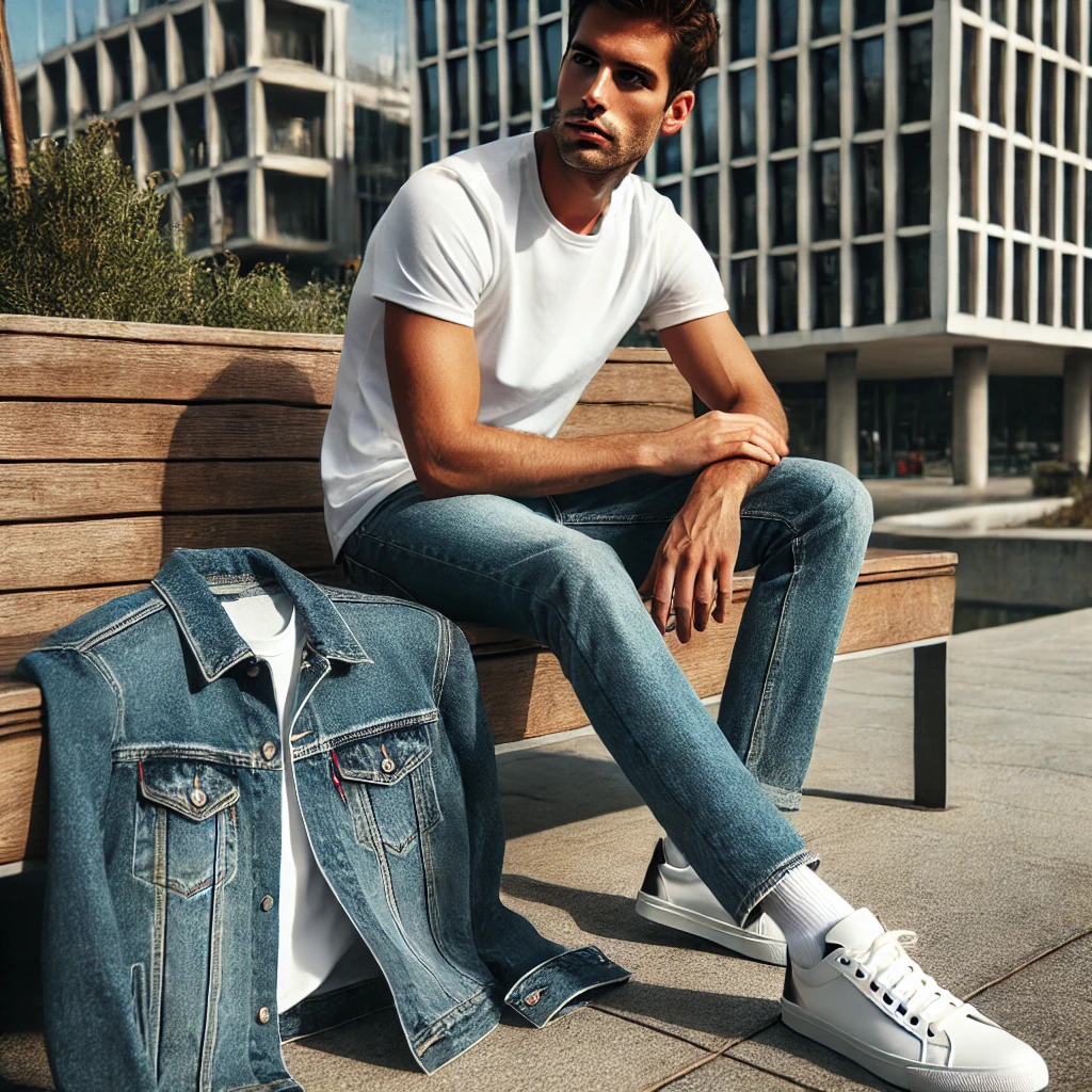 Homme avec t-shirt blanc et levis 501